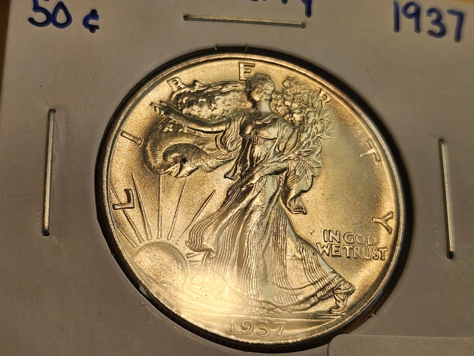 * GEM Brilliant Uncirculated 1937 Walking Liberty Half Dollar - 3
