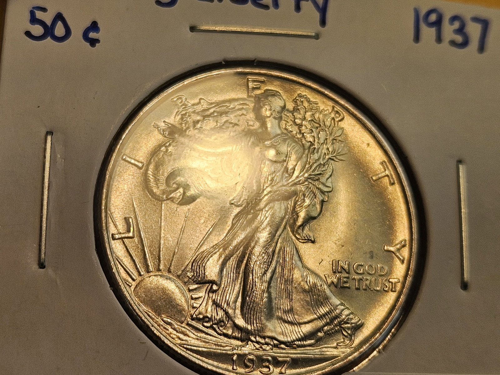 * GEM Brilliant Uncirculated 1937 Walking Liberty Half Dollar - 4