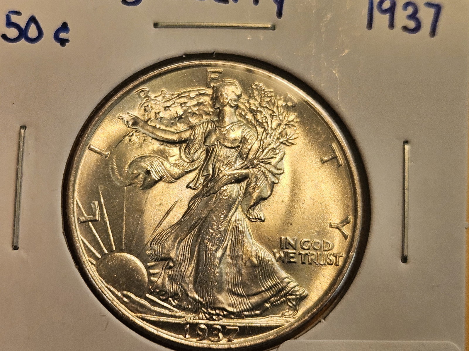 * GEM Brilliant Uncirculated 1937 Walking Liberty Half Dollar - 5
