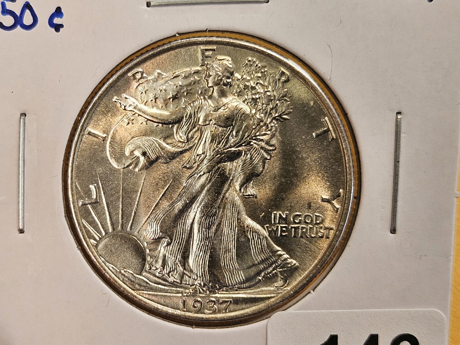 * GEM Brilliant Uncirculated 1937 Walking Liberty Half Dollar - 6