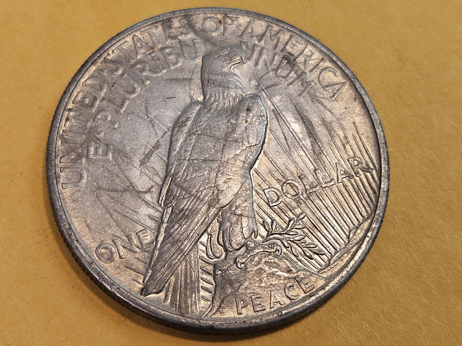 ** KEY DATE ** 1921 Peace silver Dollar in About Uncirculated - 6