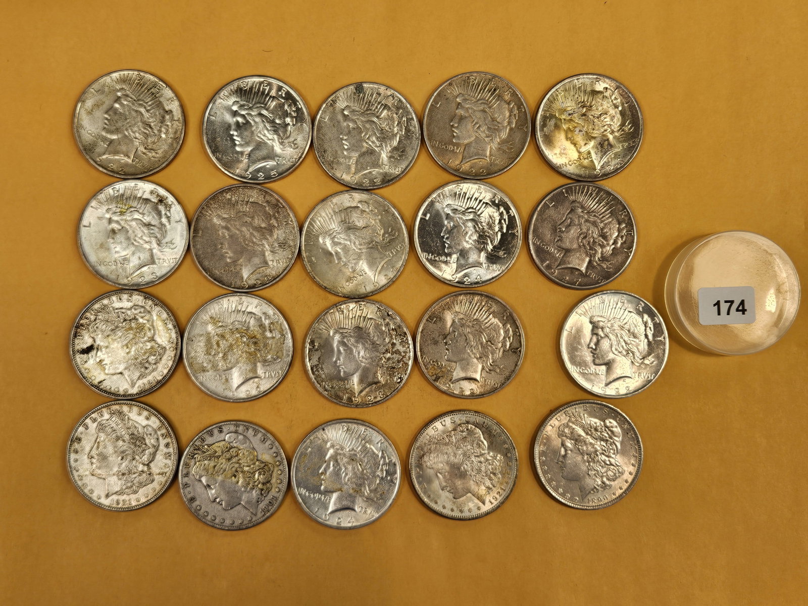 ** FULL ROLL ** Twenty Silver Dollars: Morgan and Peace!