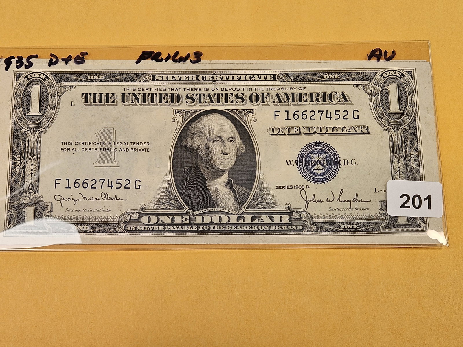 Two Crisp About Uncirculated plus Series of 1935 One Dollar Silver Certificates: D and E. Fr 1613