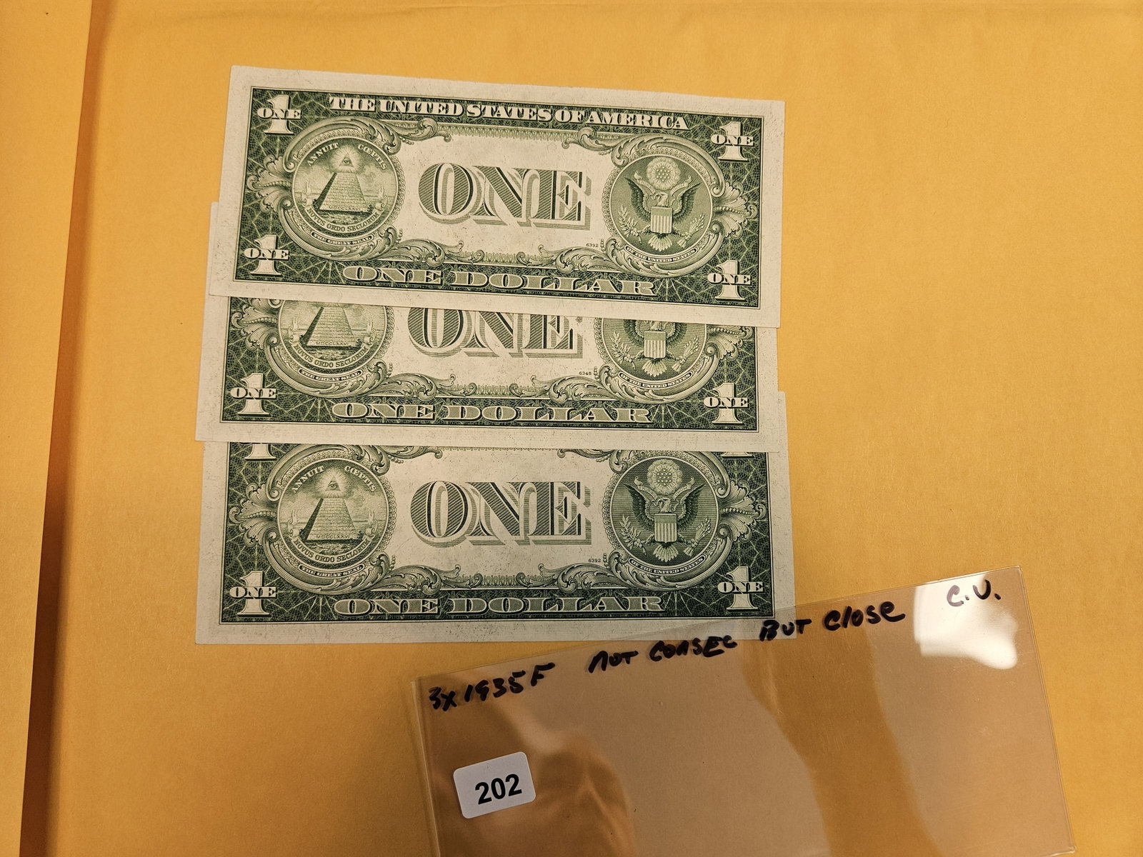 * Three Crisp Uncirculated One Dollar Silver Certificates - 3