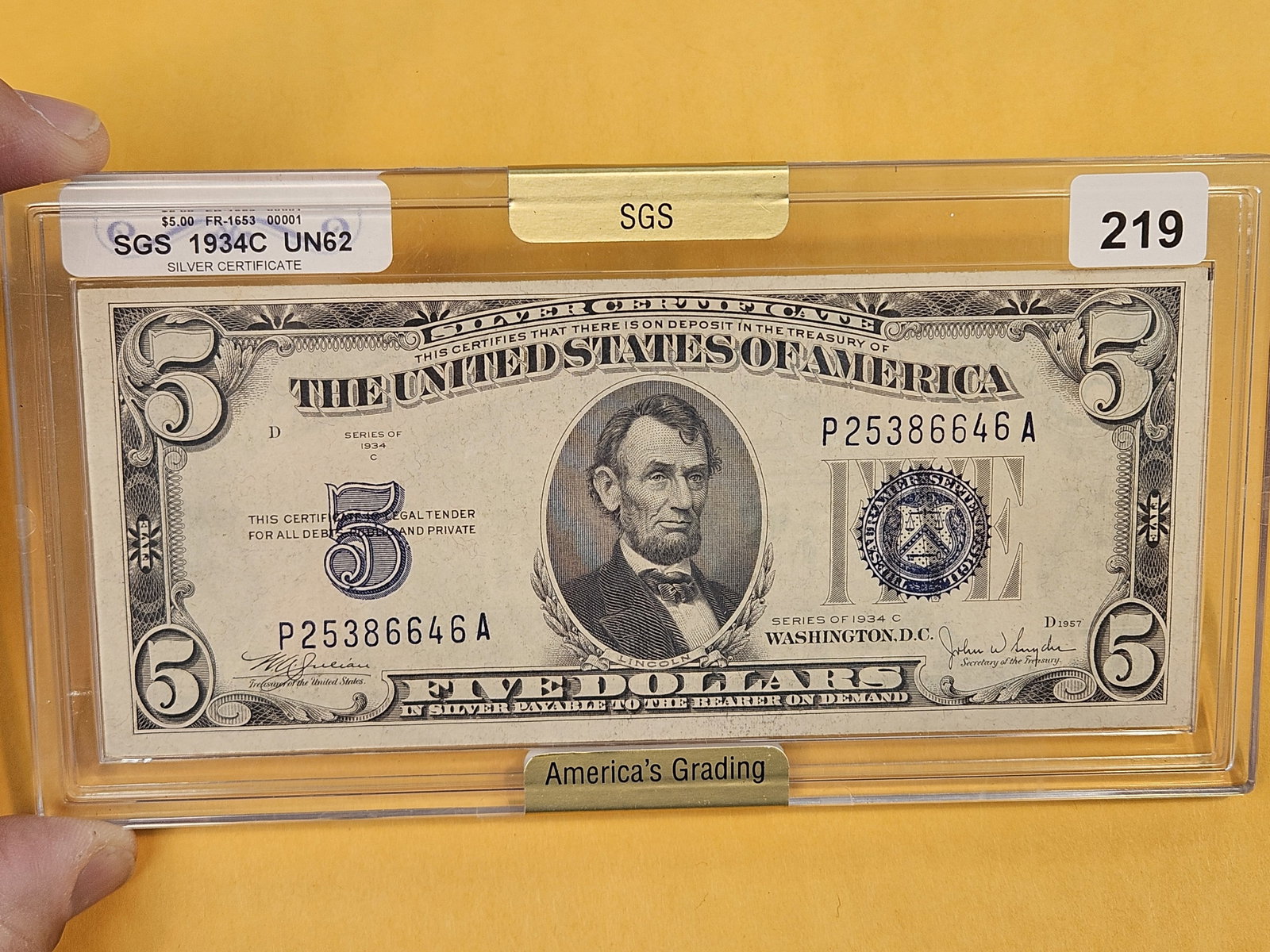 Crisp Uncirculated Plus Series of 1934-C Five Dollar Silver Certificate - 2