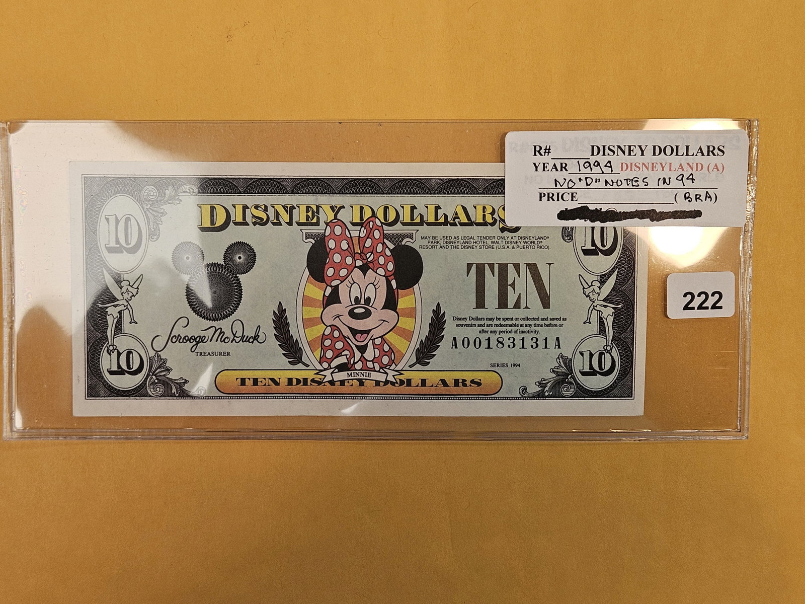 DISNEY DOLLAR!: Crisp Uncirculated 1994-A Disney Dollar. Minnie