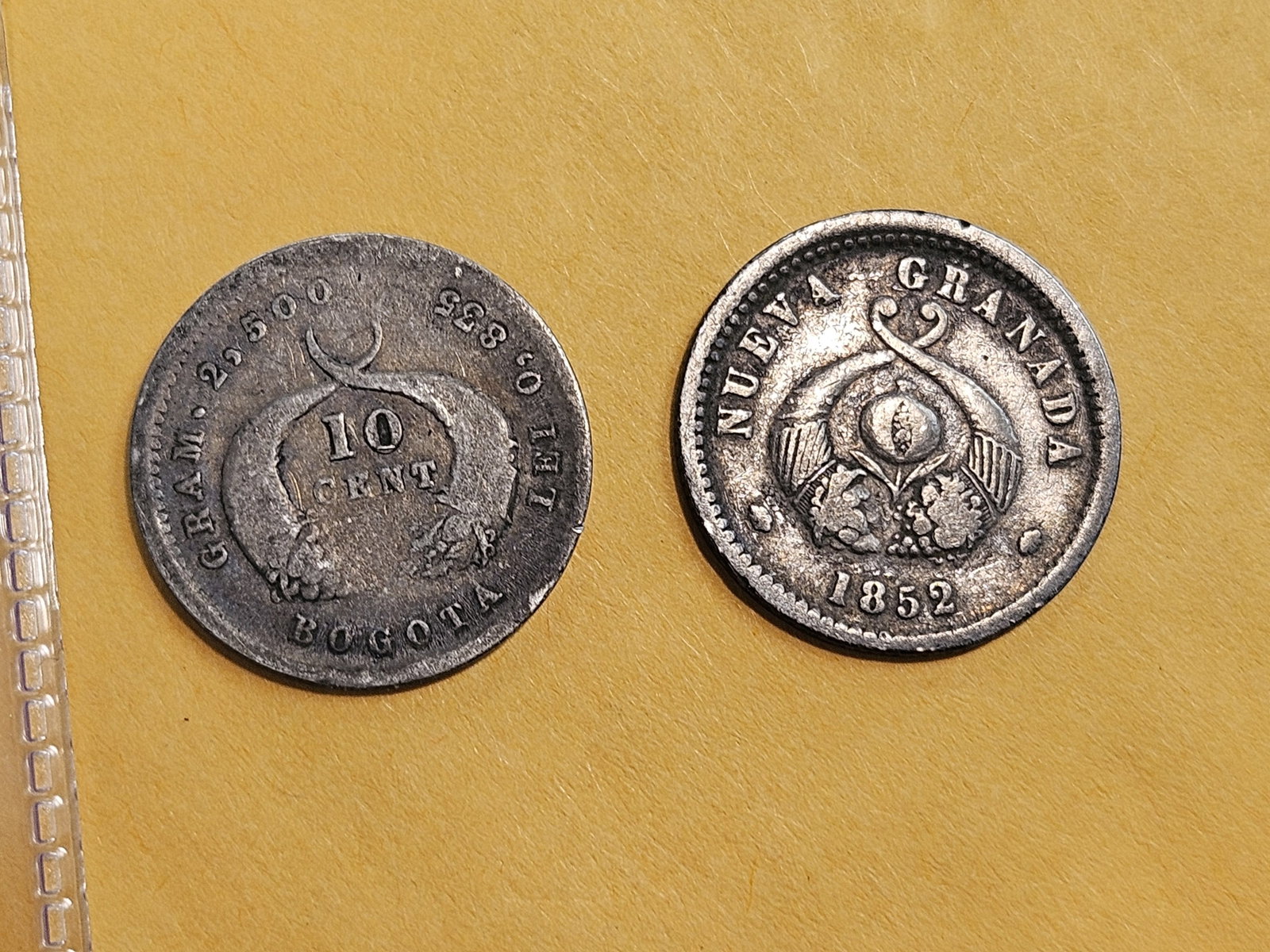 Two more scarcer Nueva Granada 1 real and 10 cent (1 of 4)