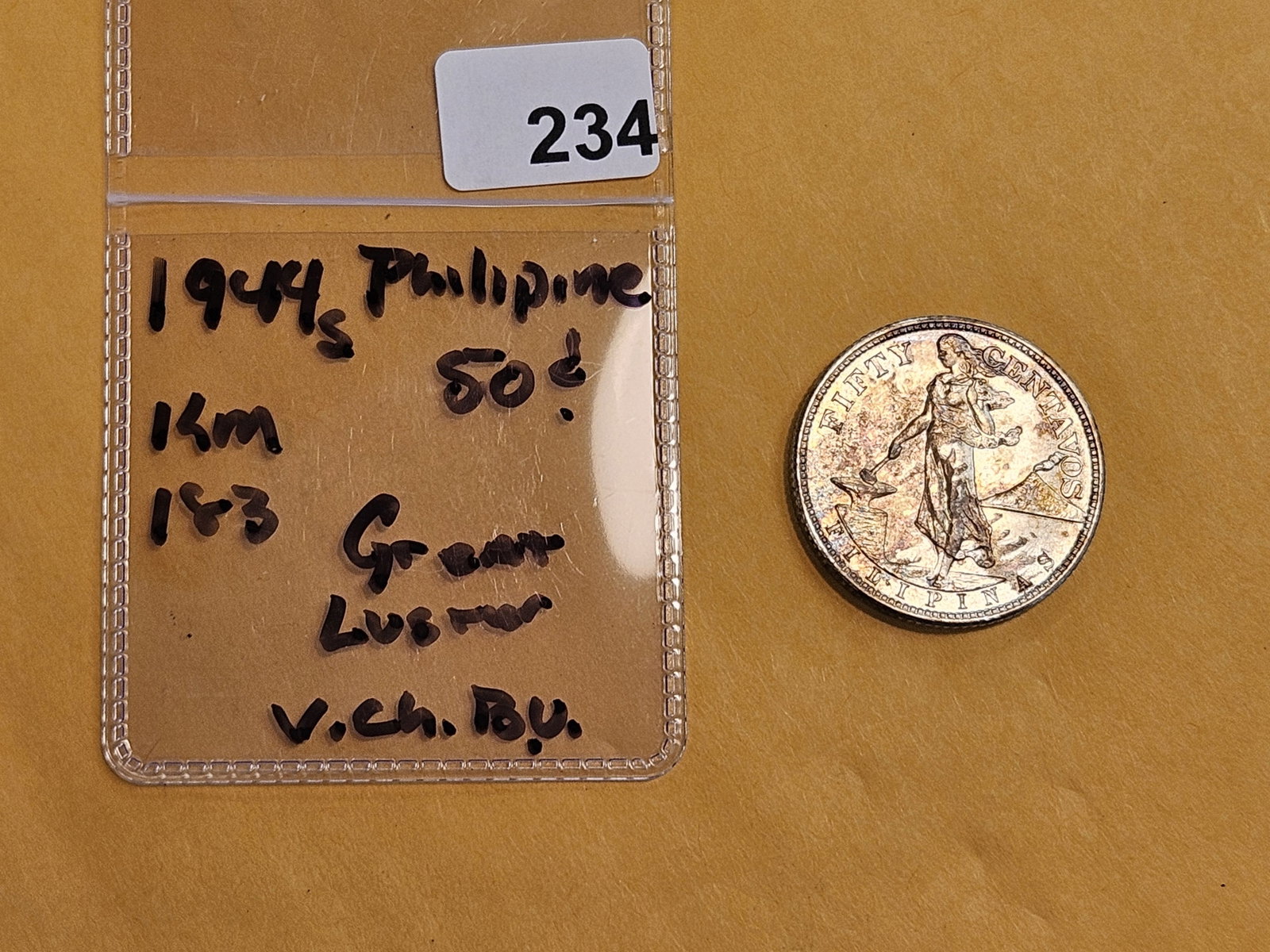 Very Choice Brilliant Uncirculated 1944-S Philippine 50 cents - 2
