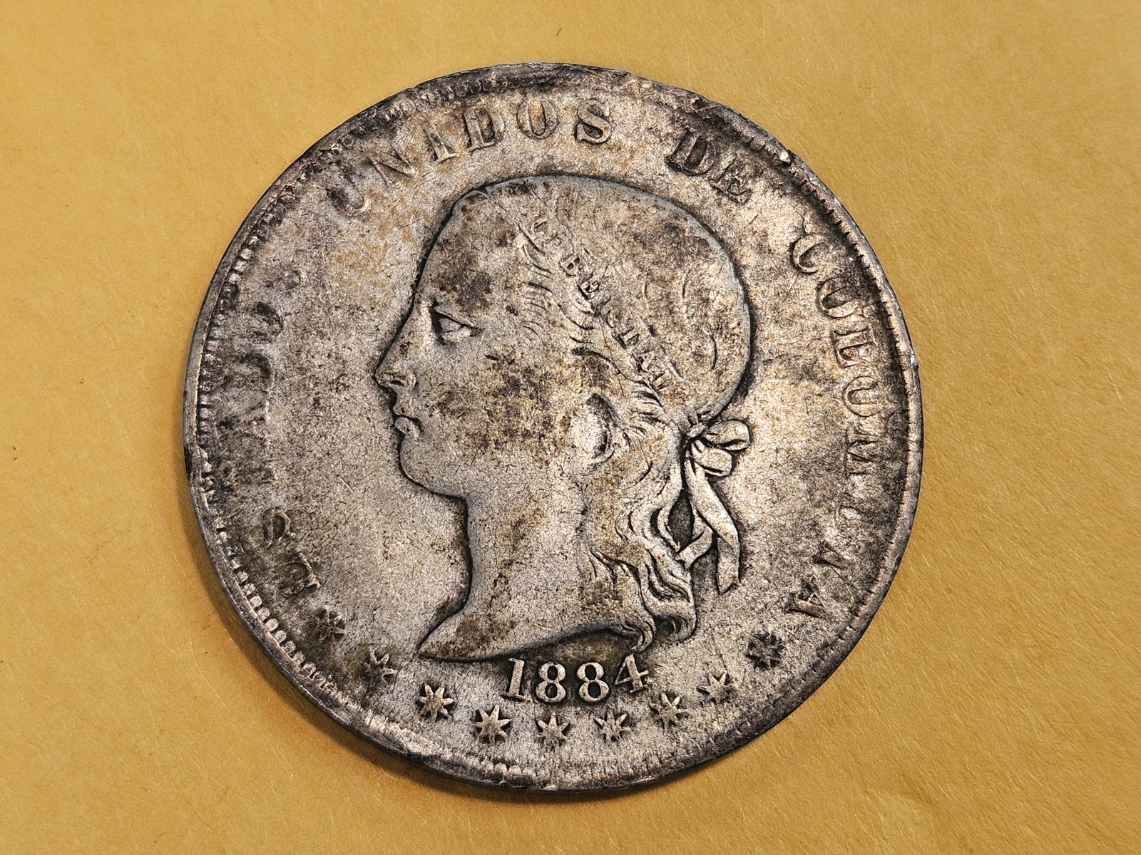 1884 Colombia silver 5 decimos (1 of 3)
