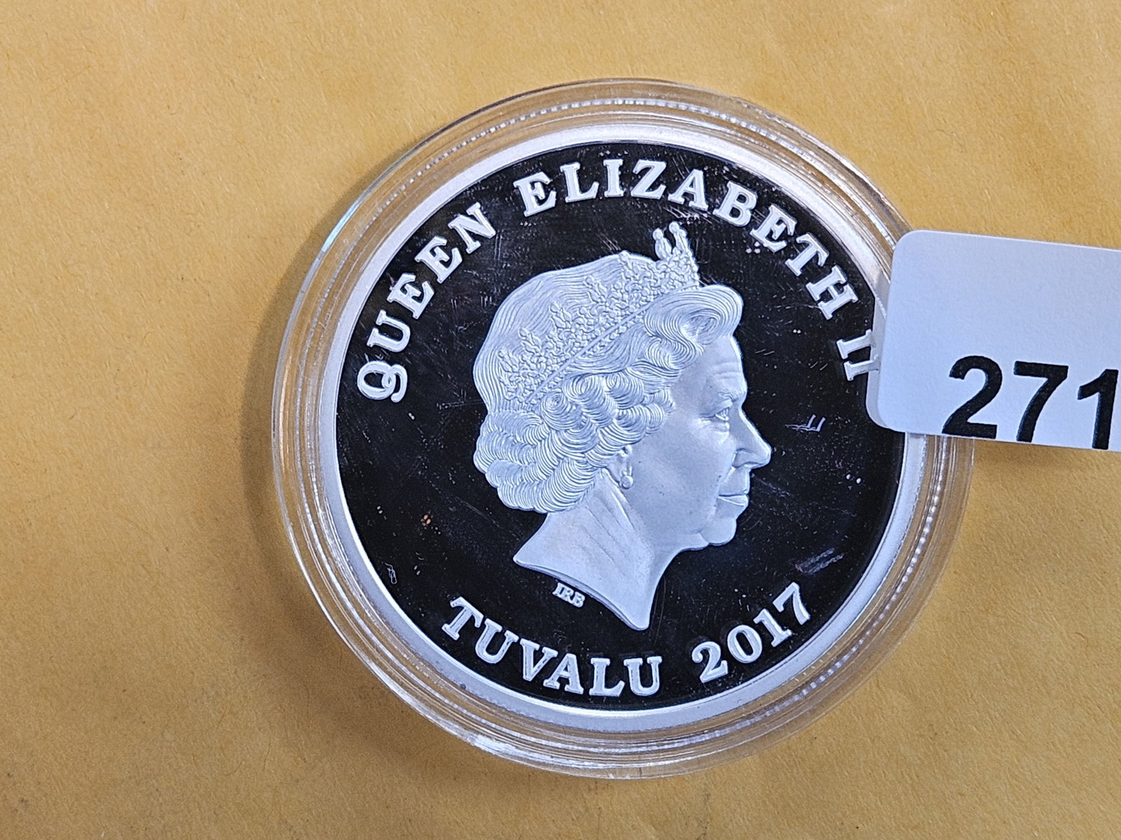 GEM Proof Deep Cameo 2017 Tuvalu silver Dollar: 75th Privy