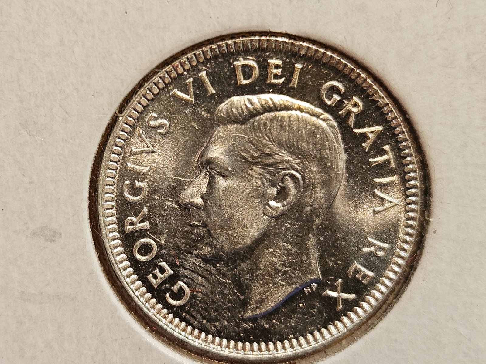 * GEM Brilliant Uncirculated 1948 Canada silver 10 cents: Lightly toned reverse