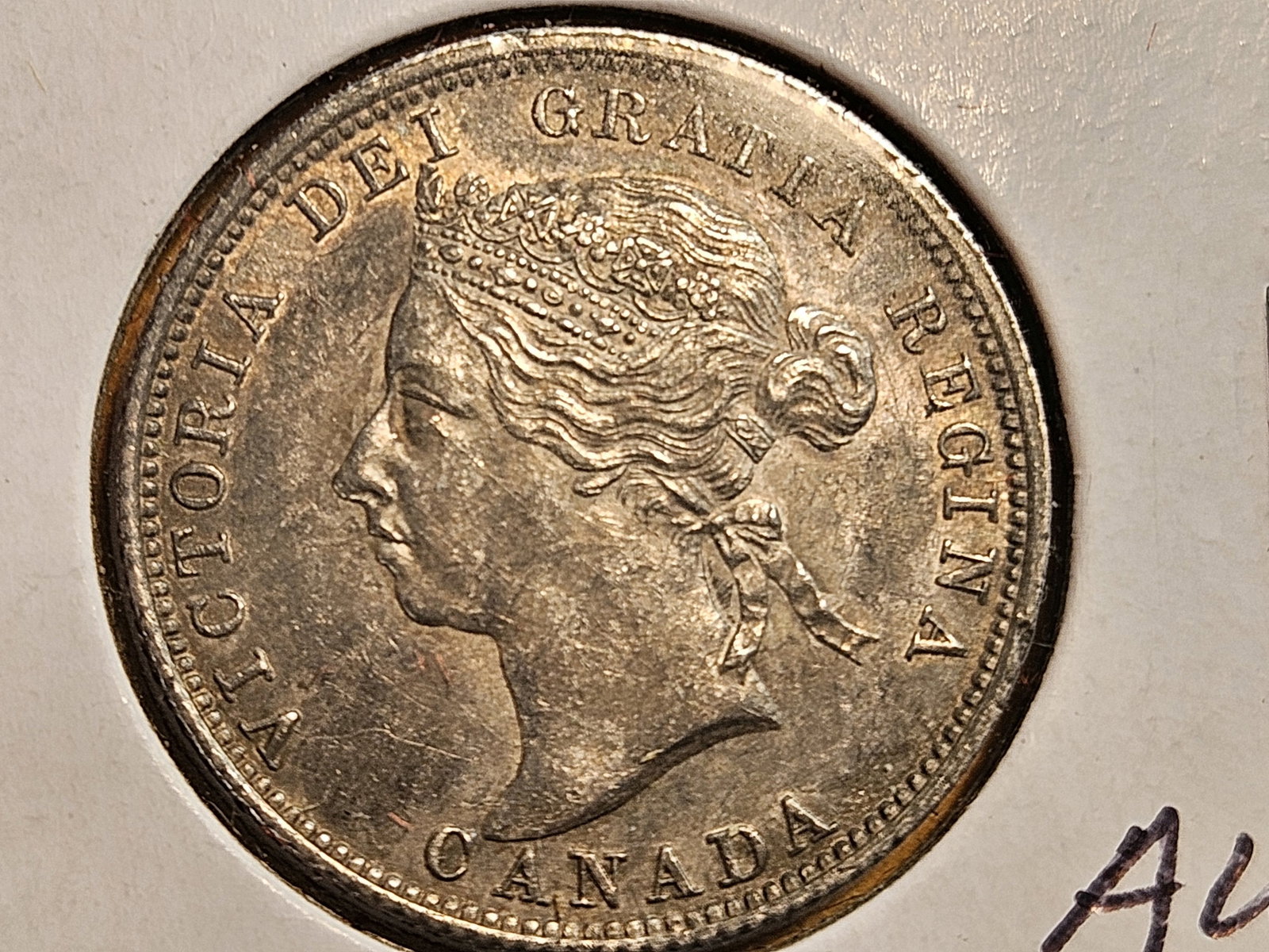 Choice AU-UNC Canada 1900 Twenty-Five cents: KM # 5. Nice patina