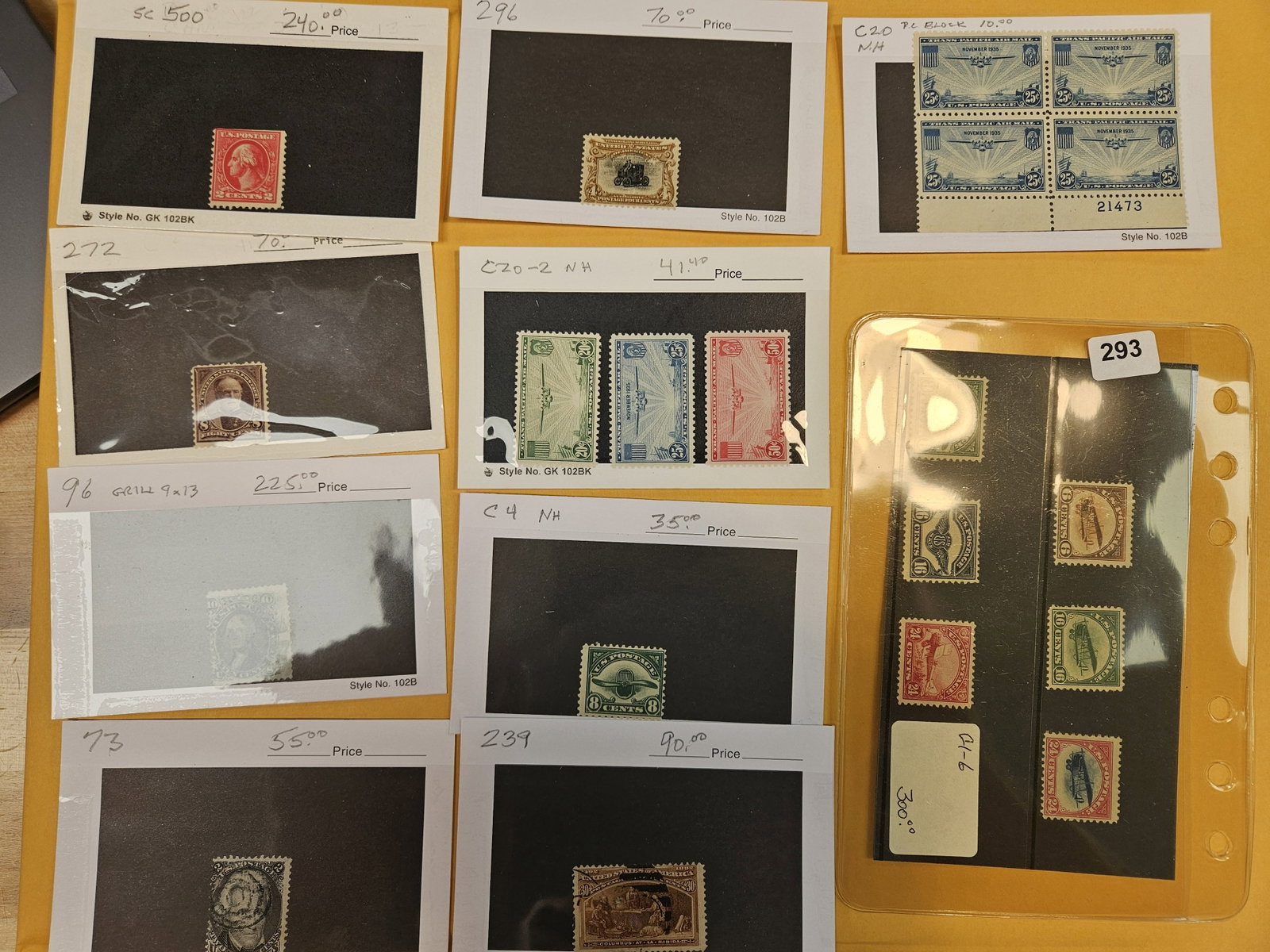 BETTER PHILATELICS!: These came from renowned Stamp dealer Joe Kremel, owner of Kremel's Korner in Chicago. Each of these are from his inventory or collection. Each one is nicely holdered with Scotts number and Catalog va
