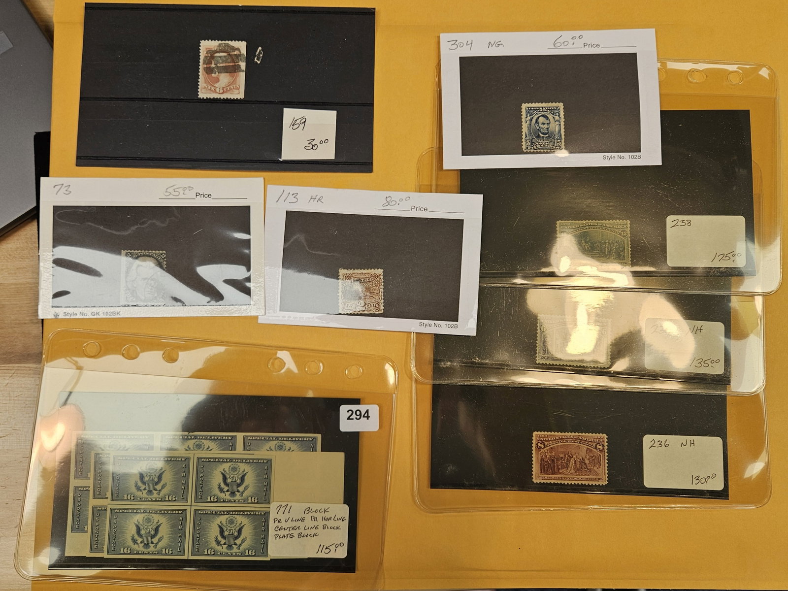 BETTER PHILATELICS!: These came from renowned Stamp dealer Joe Kremel, owner of Kremel's Korner in Chicago. Each of these are from his inventory or collection. Each one is nicely holdered with Scotts number and Catalog va