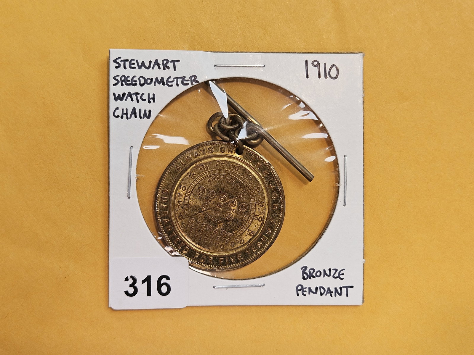Rare, prooflike, 1910 Stewart Speedometer Watch Chain (1 of 6)