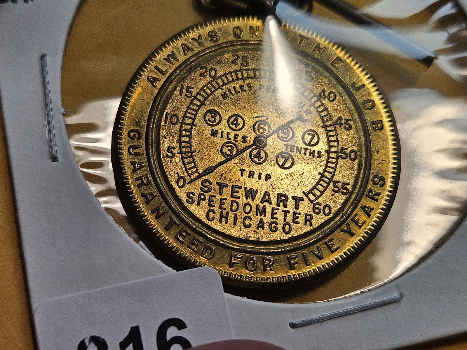 Rare, prooflike, 1910 Stewart Speedometer Watch Chain - 2
