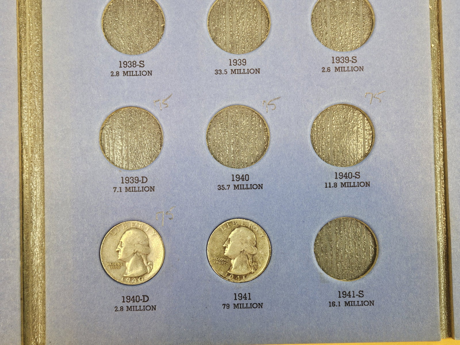 Partially complete silver Washington Quarter Album - 3
