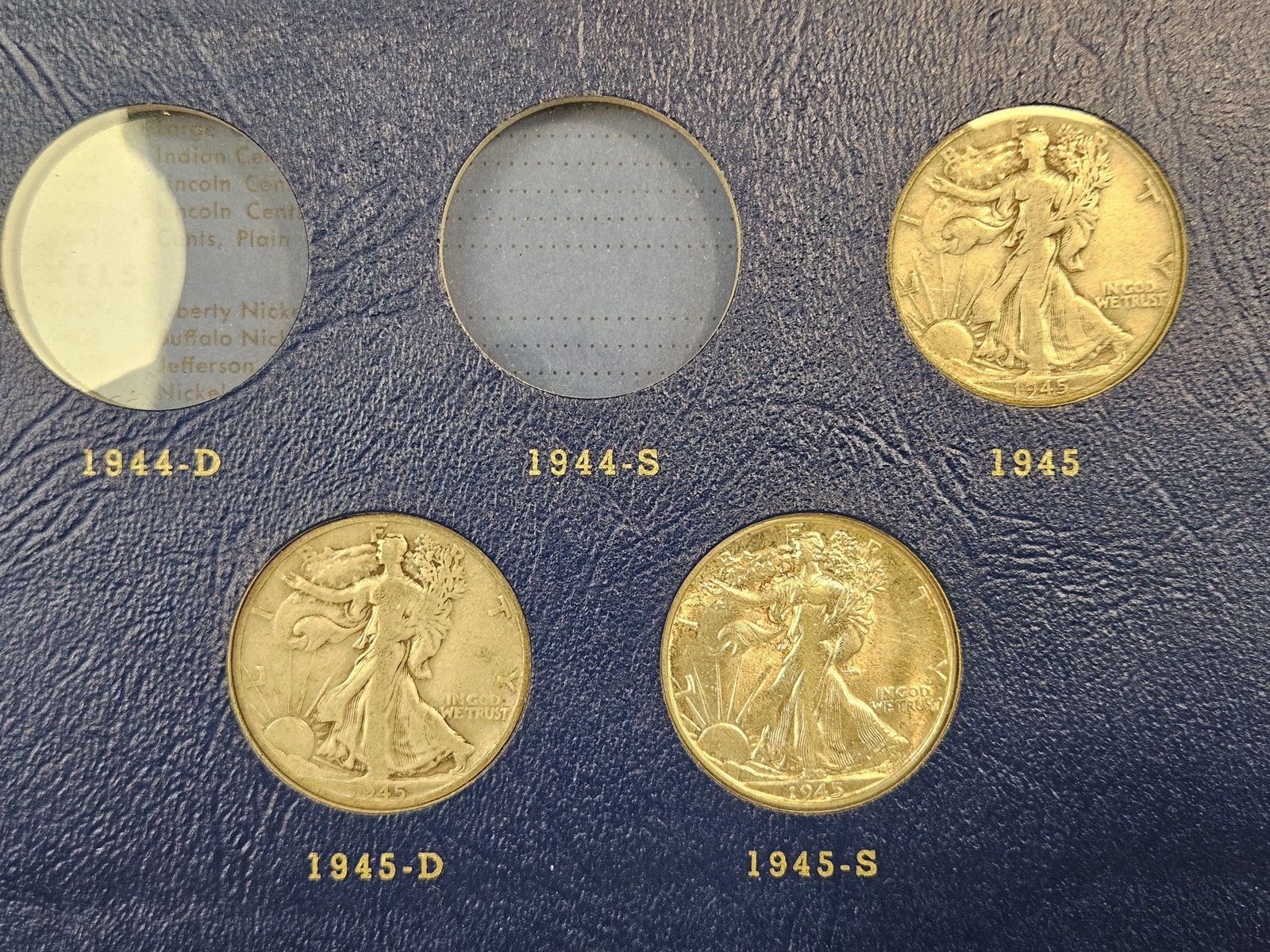 Mostly complete 1941 - 1947 Walking Liberty silver Half Dollar set - 11