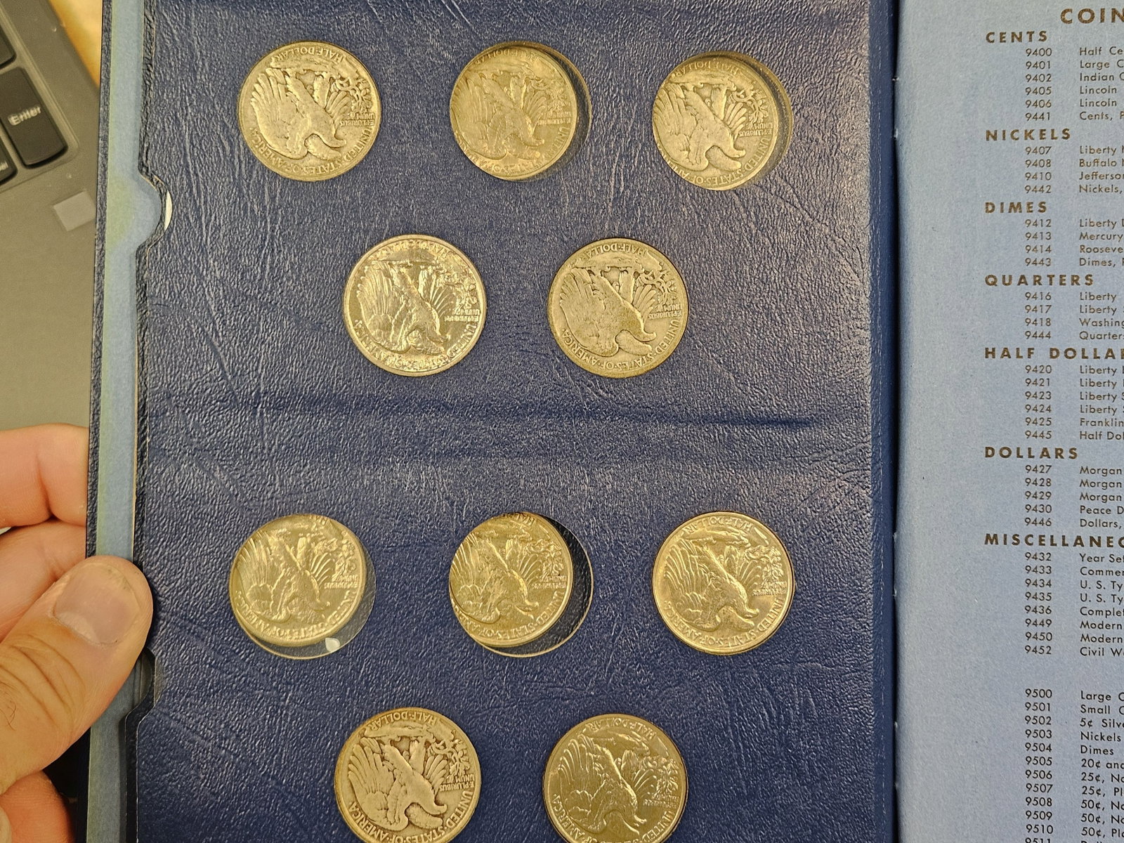 Mostly complete 1941 - 1947 Walking Liberty silver Half Dollar set - 16