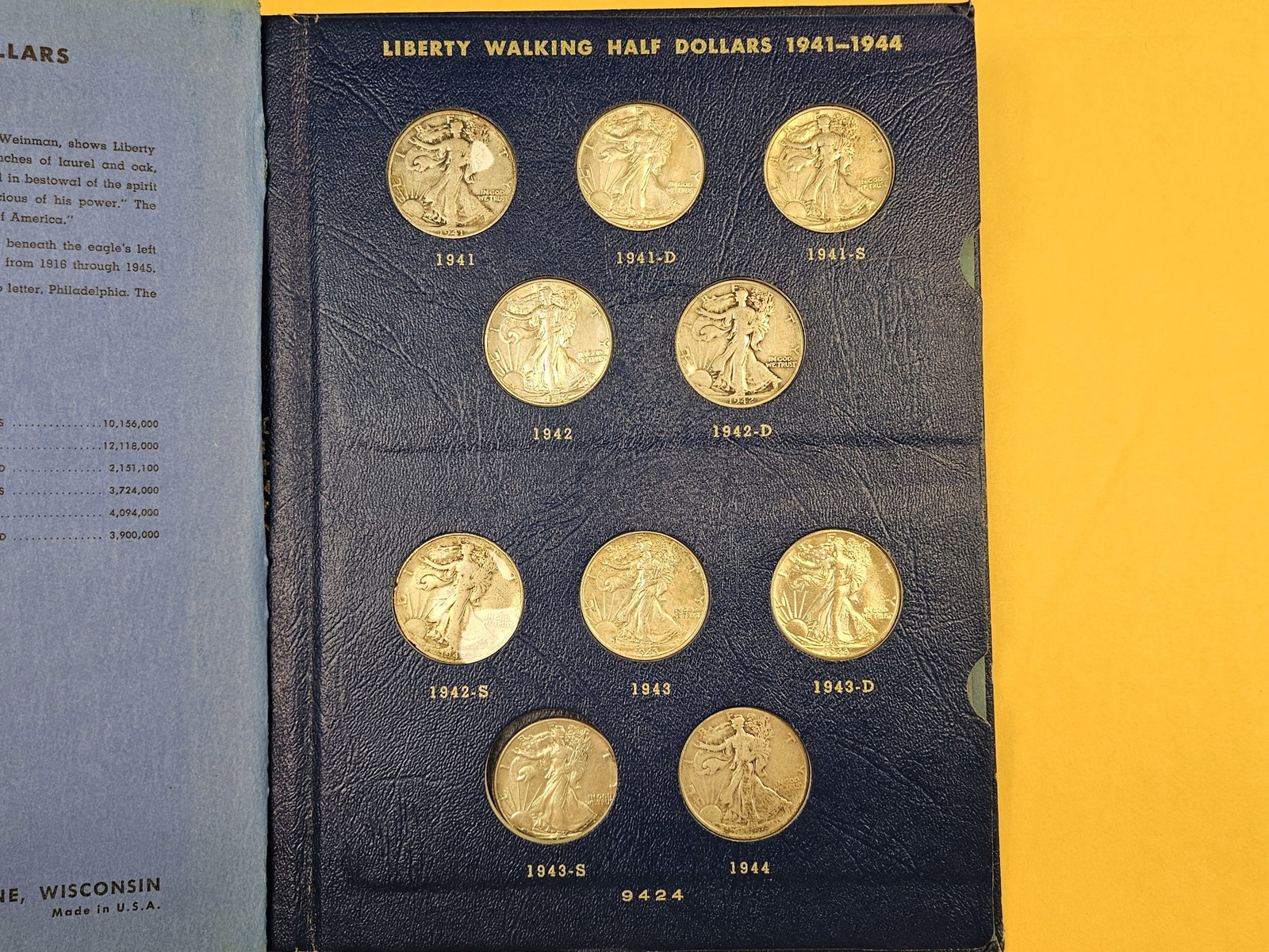 Mostly complete 1941 - 1947 Walking Liberty silver Half Dollar set - 2