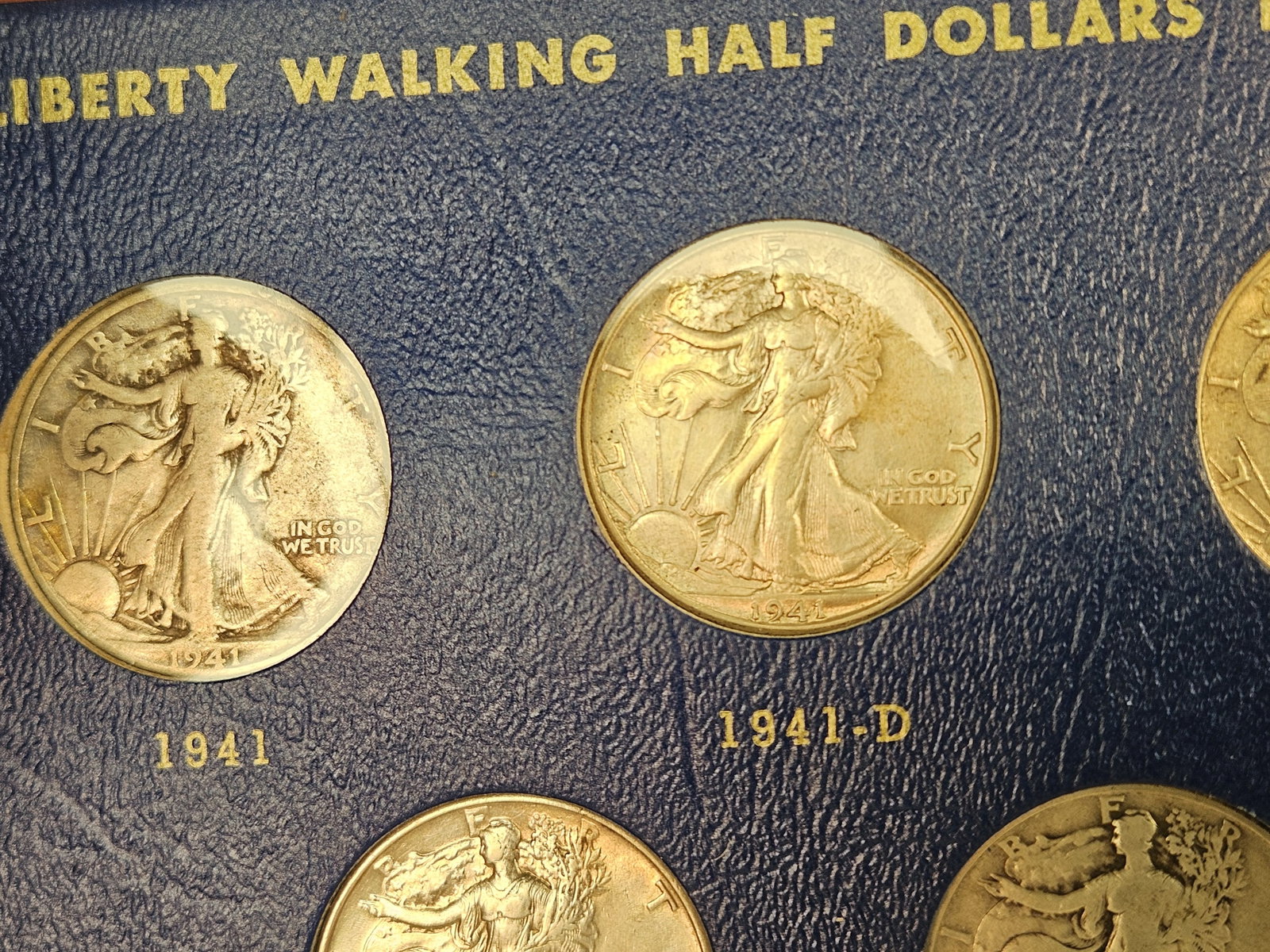 Mostly complete 1941 - 1947 Walking Liberty silver Half Dollar set - 3