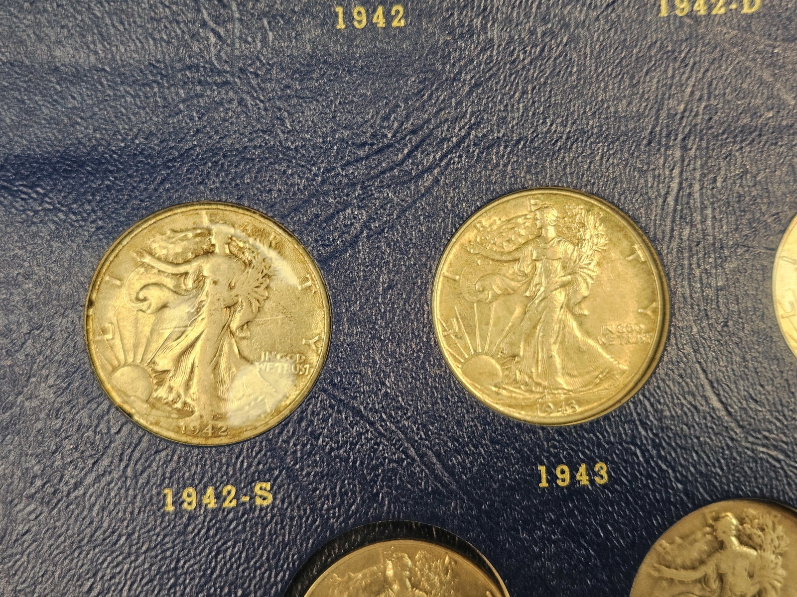 Mostly complete 1941 - 1947 Walking Liberty silver Half Dollar set - 6