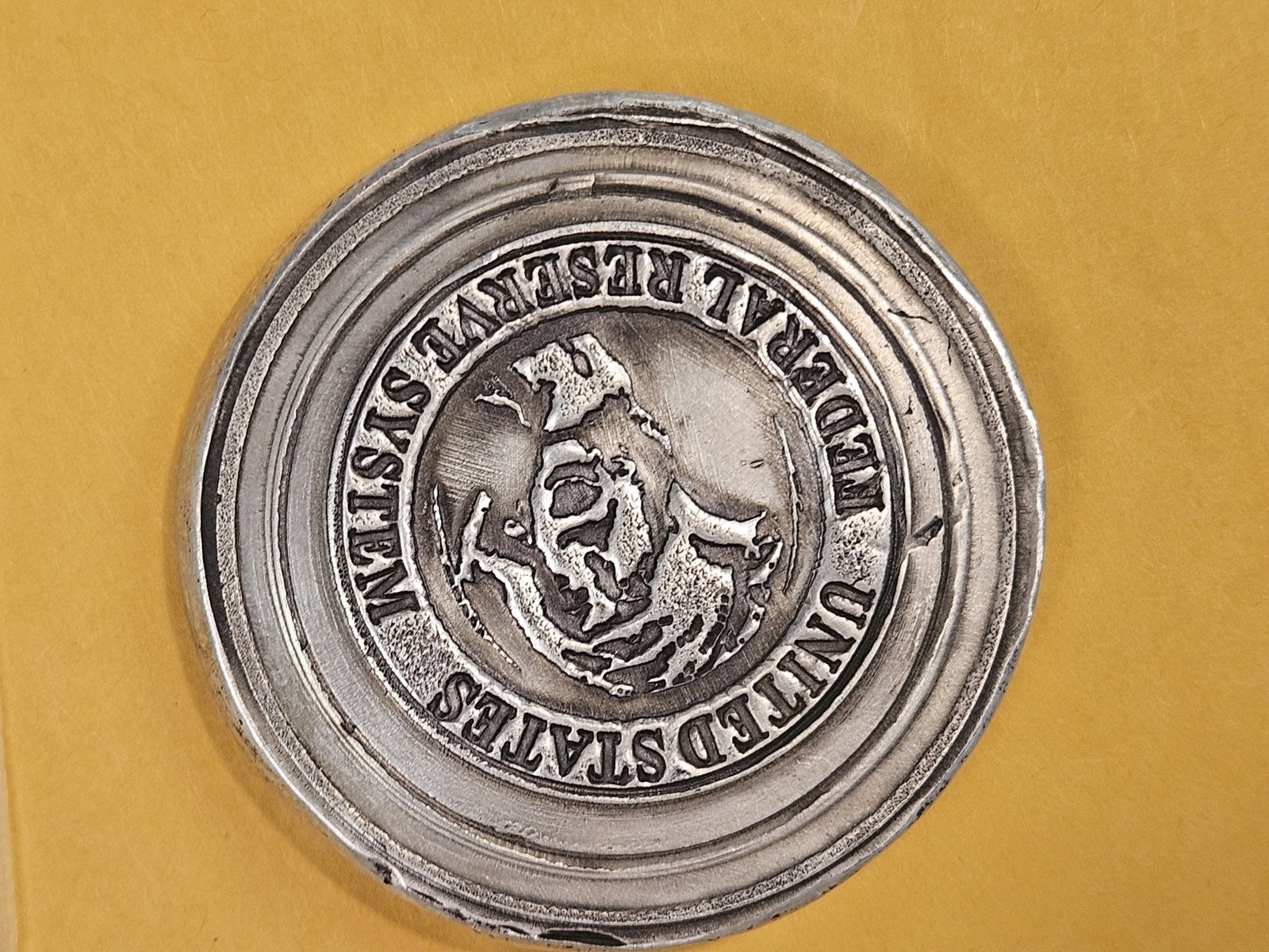 FIVE Troy ounce .999 fine silver art poured round - 2