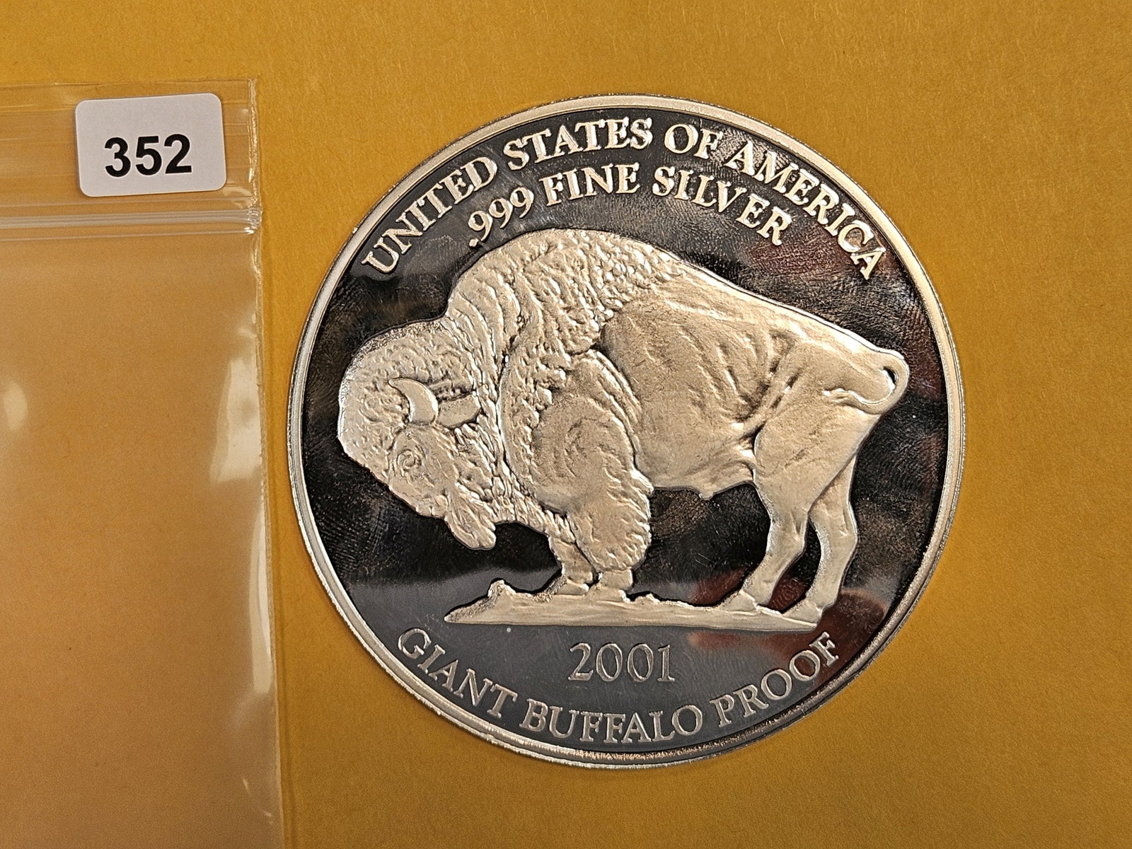 One Troy ounce .999 fine silver art round: Giant Buffalo Proof