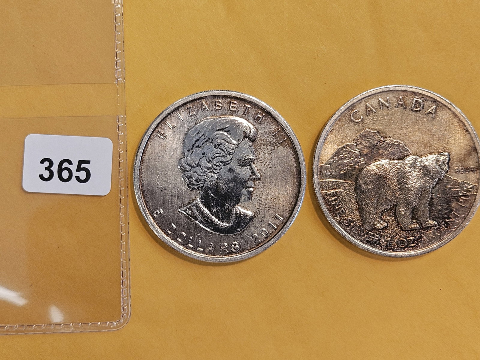 Two 1-Troy ounce .999 fine silver art rounds: Canadian