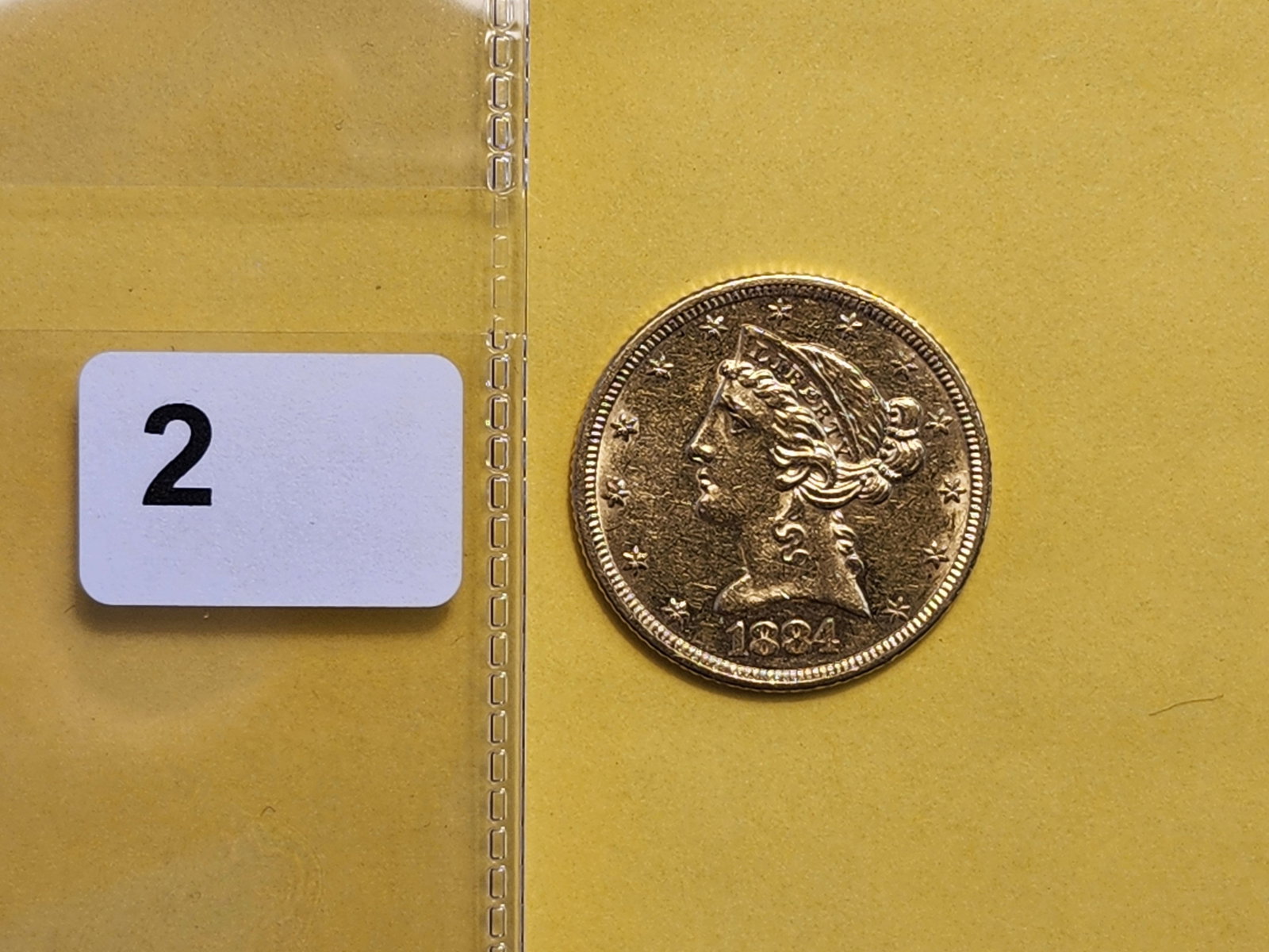 GOLD! Brilliant About Uncirculated 1884 Gold Liberty Head $5 Dollars - 2