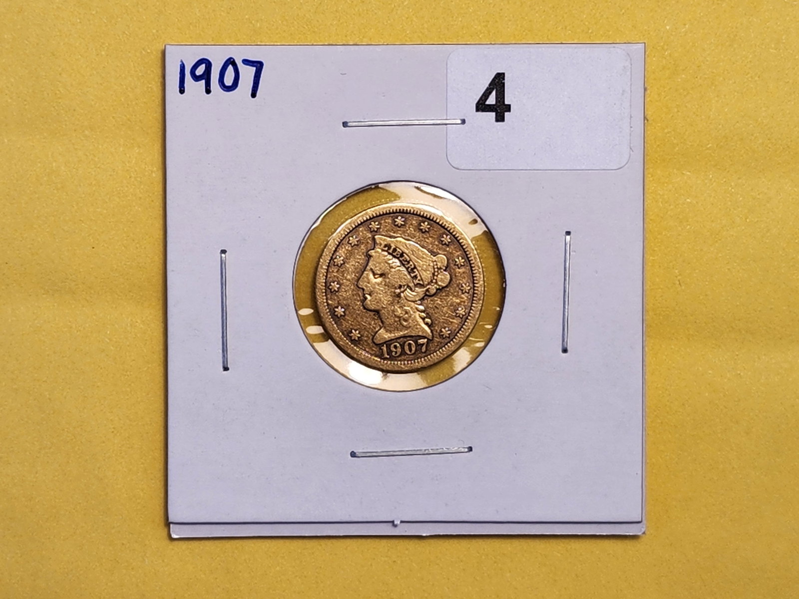 GOLD! 1907 Gold Liberty Head $2.5 Dollars in Fine - 2