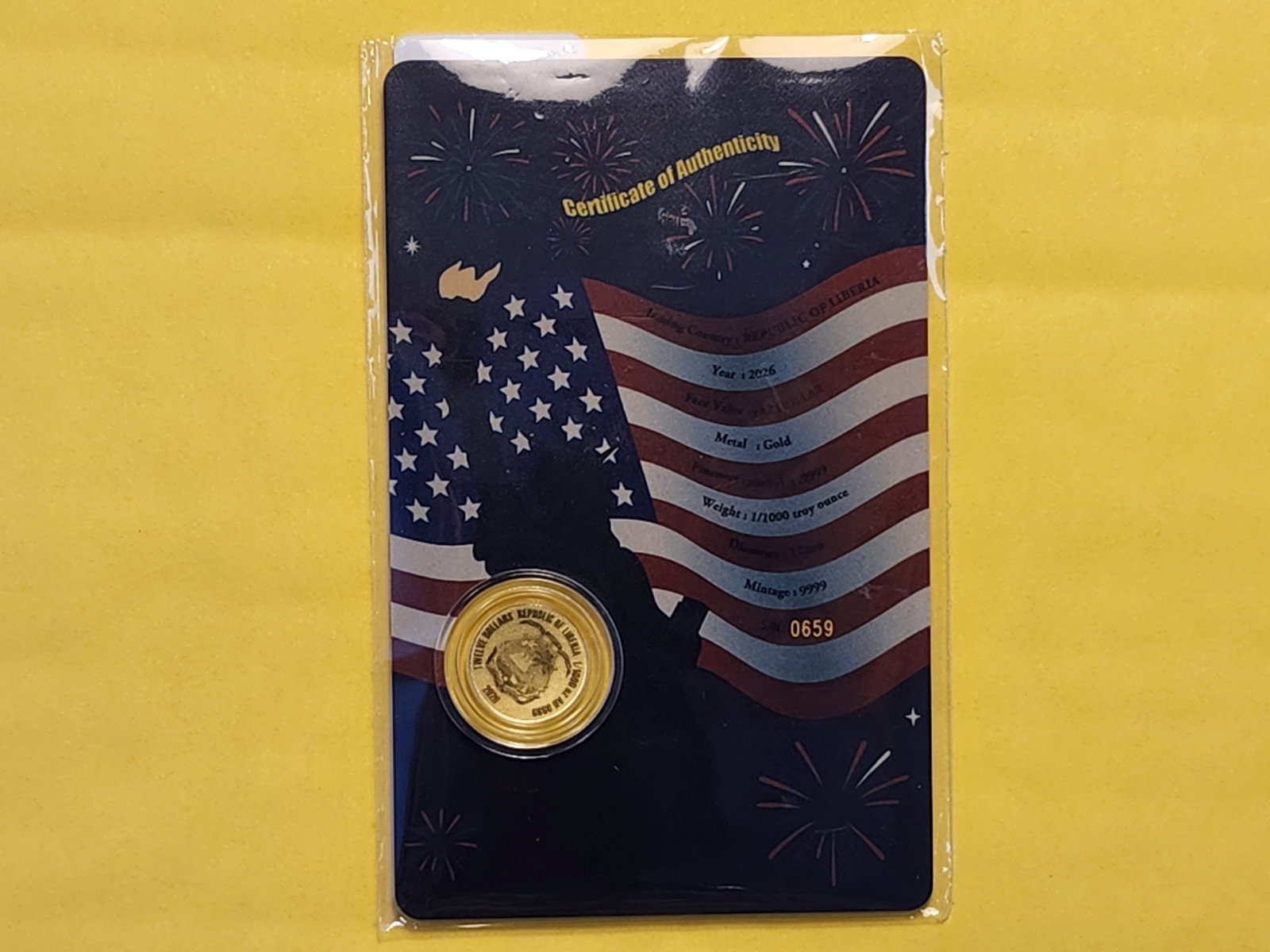 GOLD! GEM Brilliant Uncirculated 2026 Liberia $12 Dollars - 3