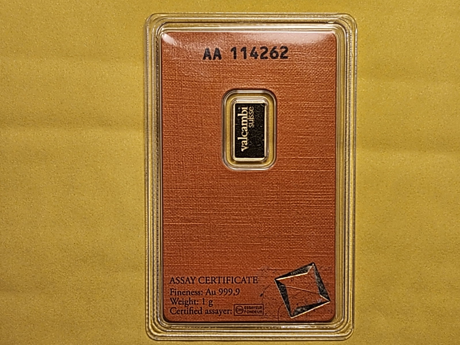 GOLD! Valcambi One Gram .9999 Fine Gold Bar - 3