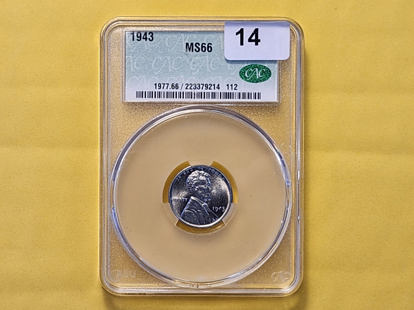 GEM! CAC 1943 Wheat Cent in Mint State 66 - 2
