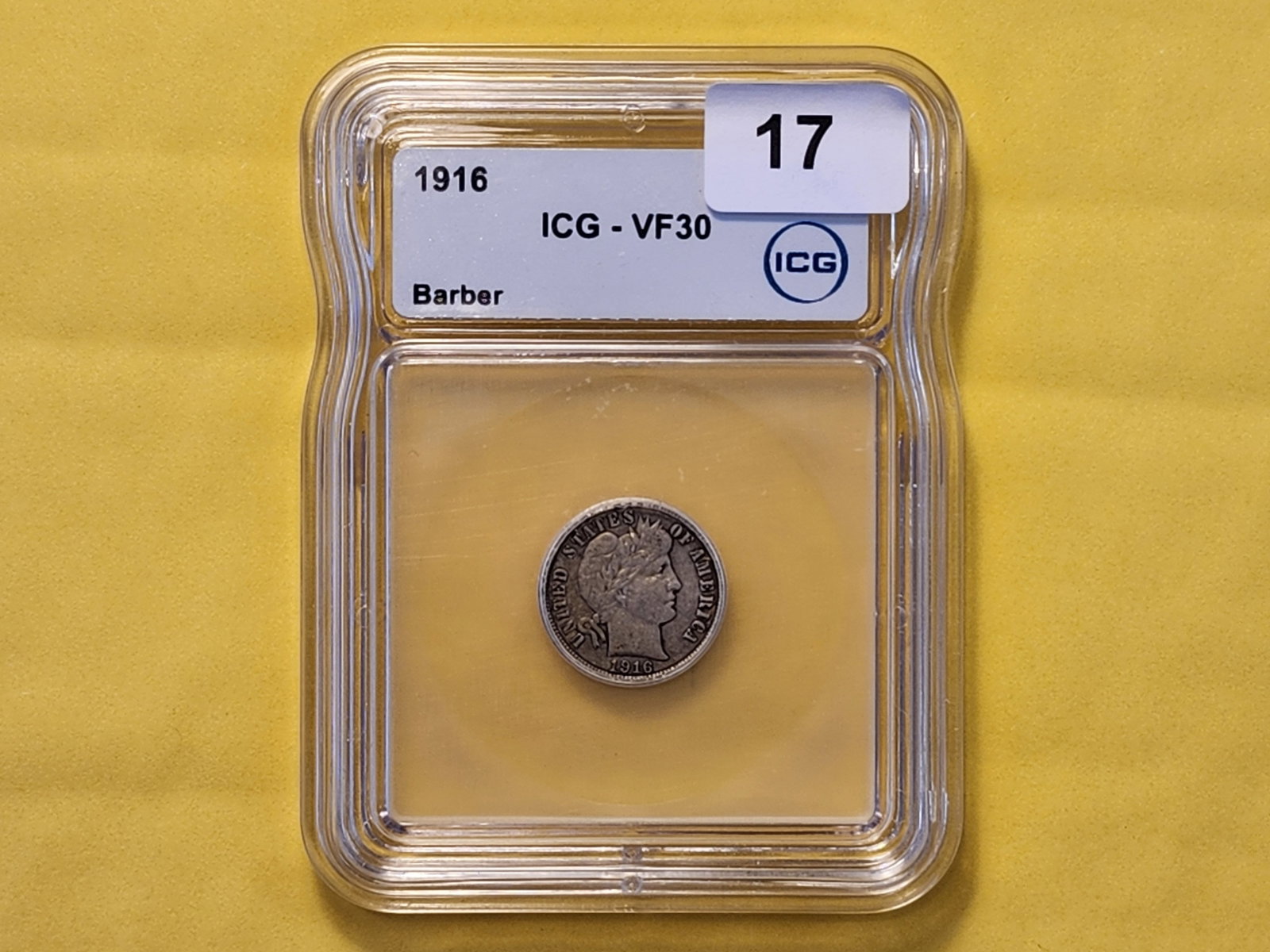 ICG 1916 Silver Barber Dime in Very Fine - 2