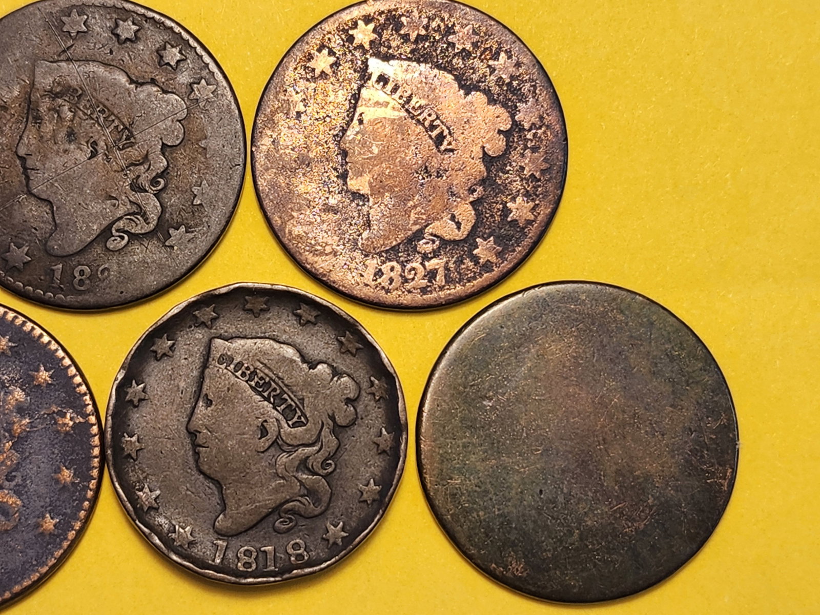 Five Coronet Large Cents - 3