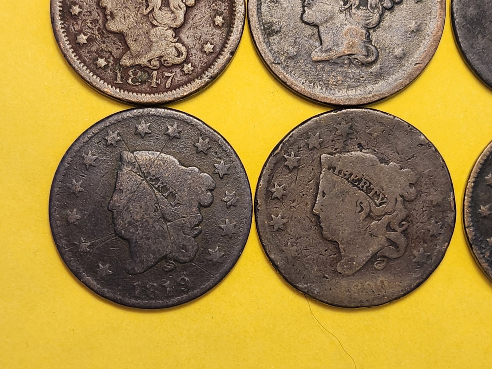 Ten Coronet and Braided Hair Large Cents - 4