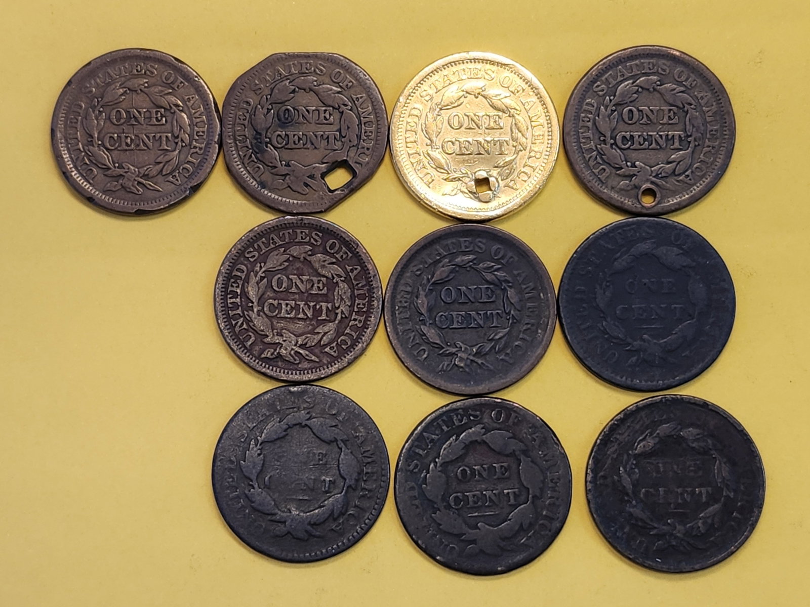 Ten Coronet and Braided Hair Large Cents - 6
