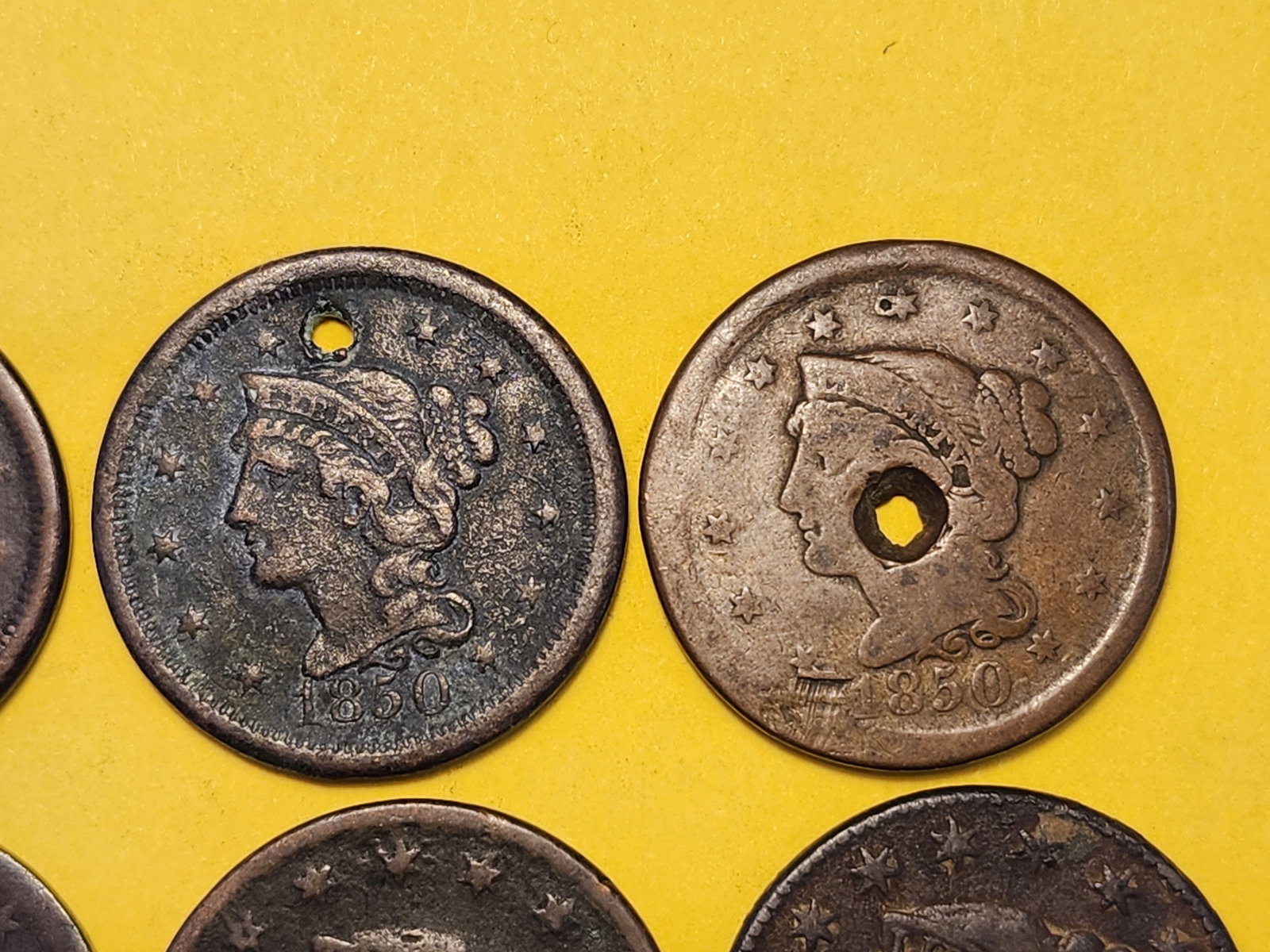Six Coronet and Braided Hair Large Cents - 3