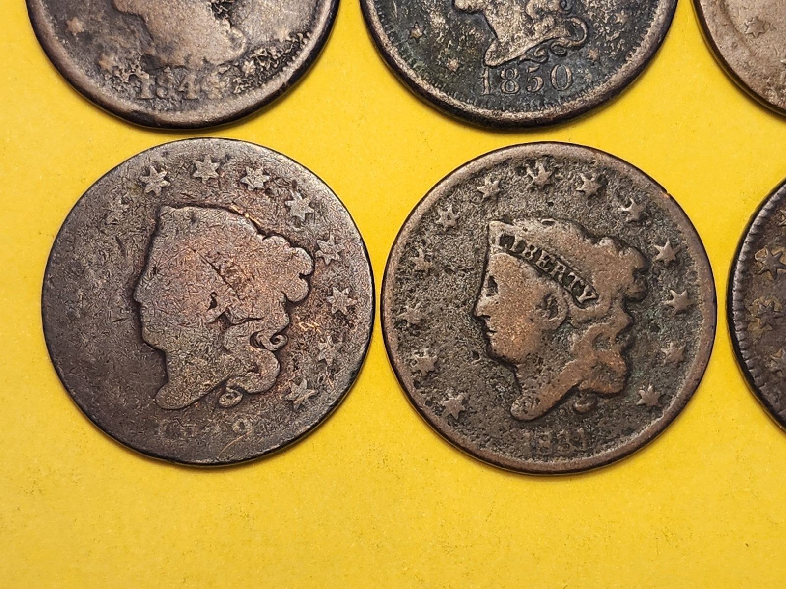 Six Coronet and Braided Hair Large Cents - 4