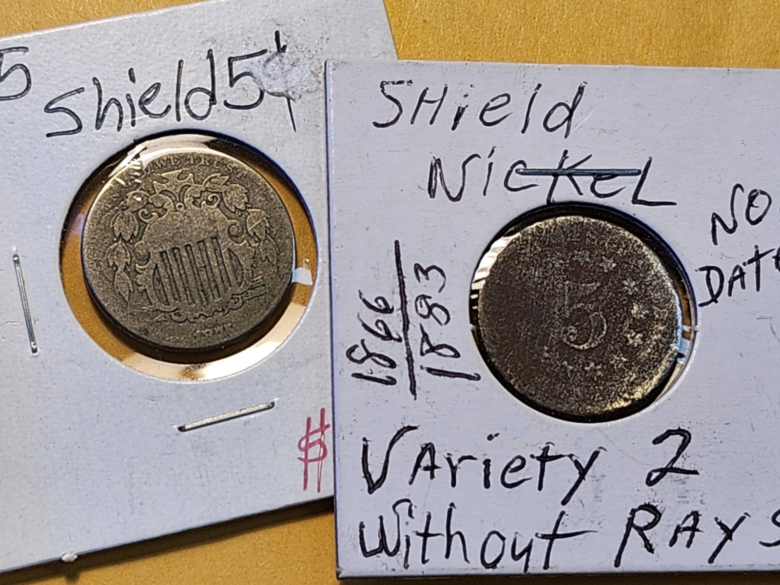 Liberty "V" Nickel and Two Shield Nickels - 3