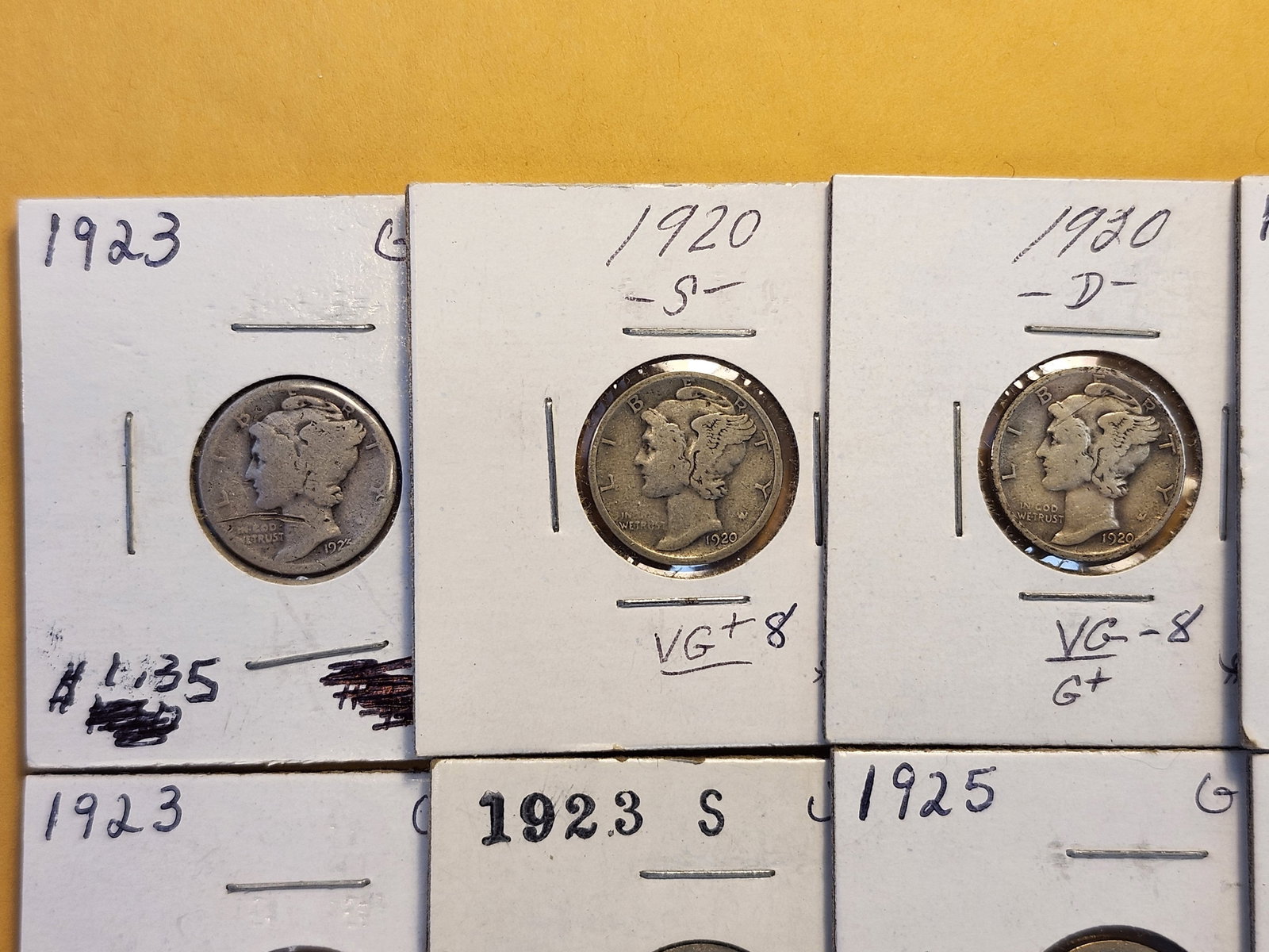 Ten Mercury Silver Dimes - 2