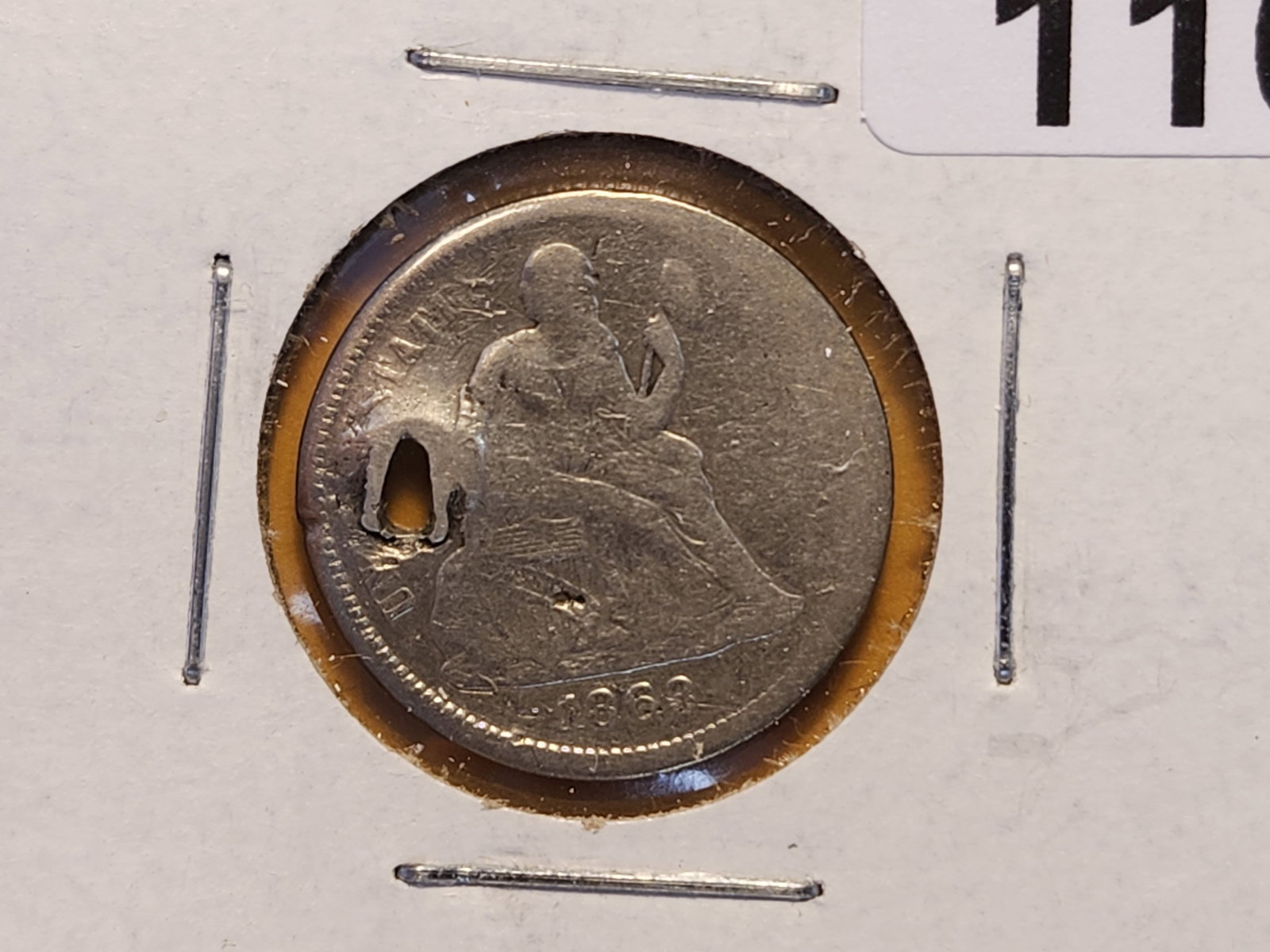 SEMI-KEY DATE! 1863-S Seated Liberty Dime: Well circulated