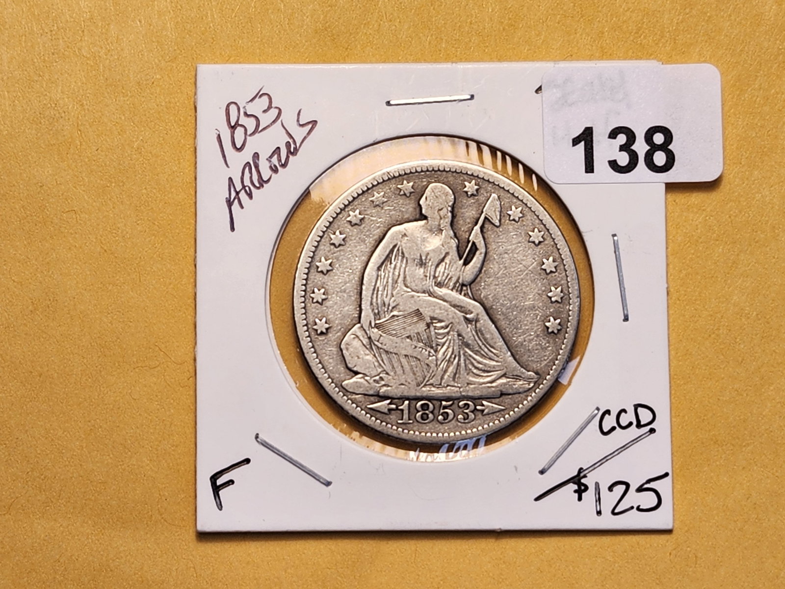 1853 Seated Liberty Half Dollar in Fine - 2