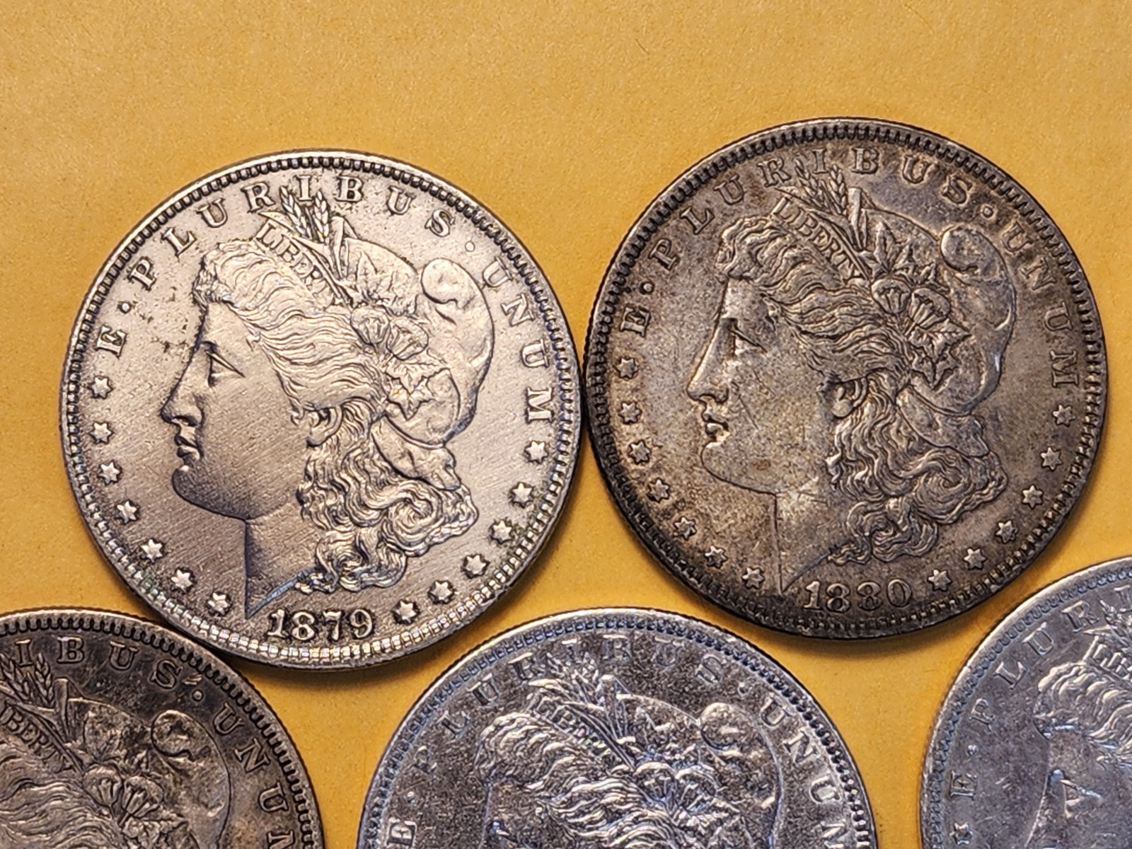 Five About Uncirculated Morgan Silver Dollars - 2