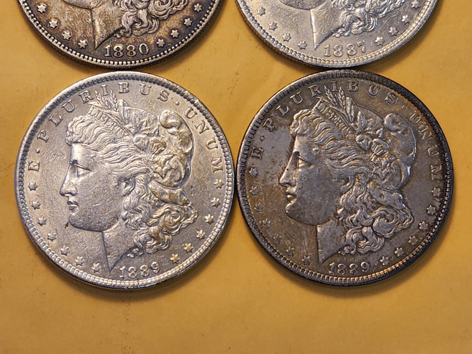 Four About Uncirculated Morgan Silver Dollars - 3