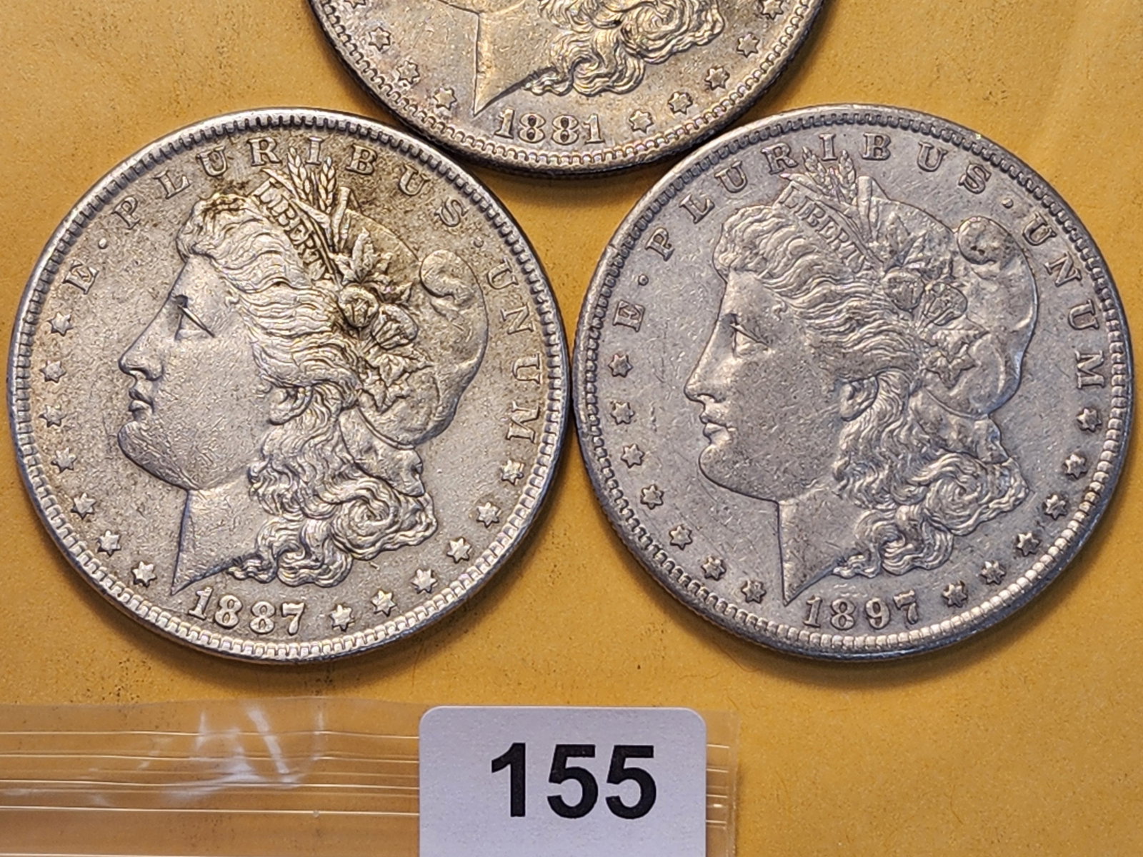 Three About Uncirculated Morgan Silver Dollar - 3