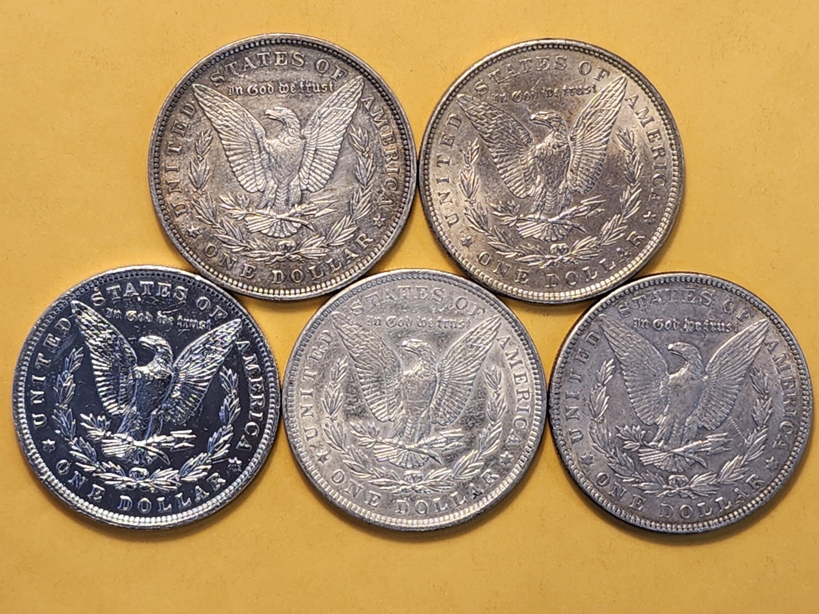 Five About Uncirculated Morgan Silver Dollars - 5