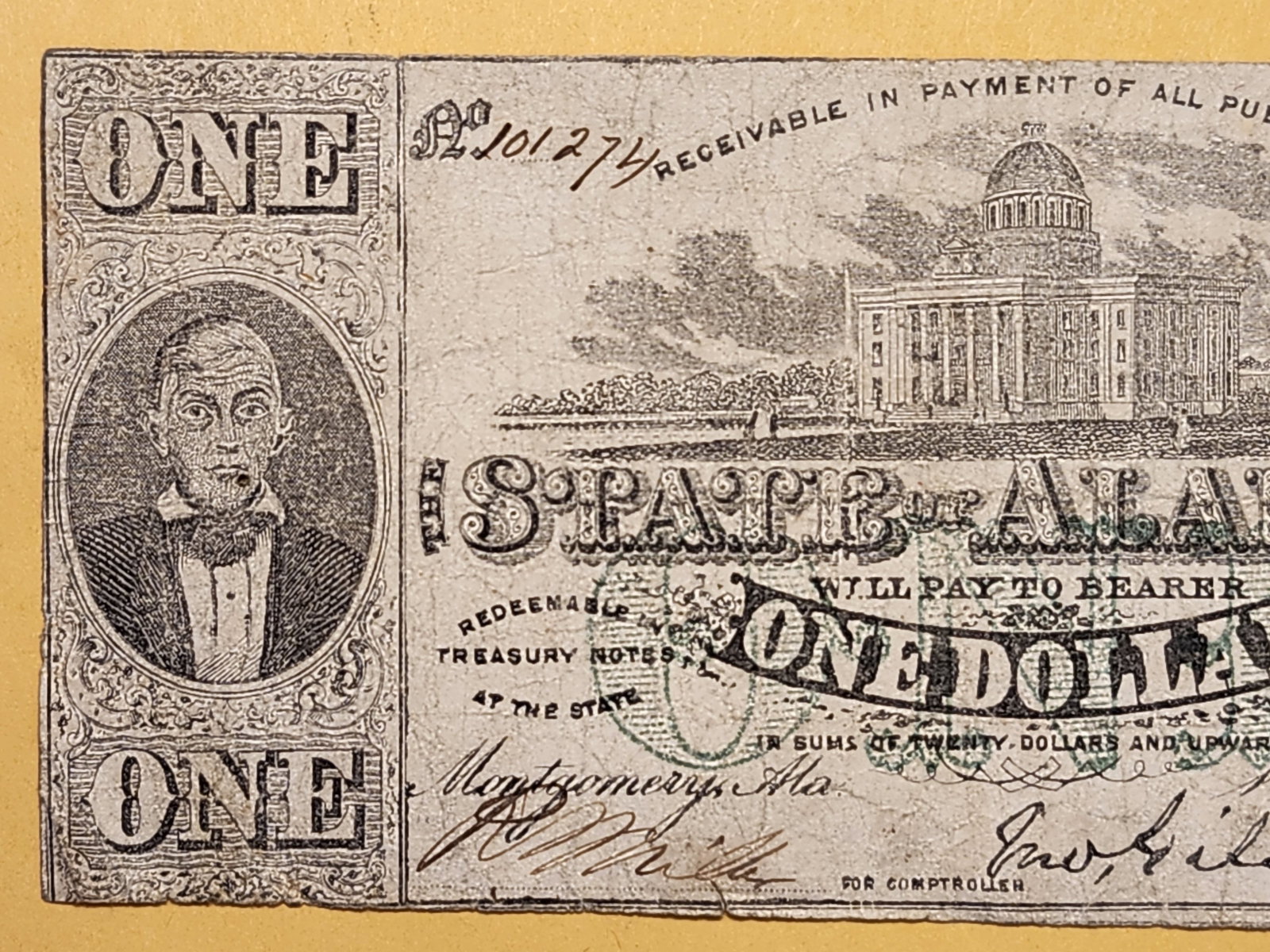 Series 1863 Confederate States $1 Bank Note - 2