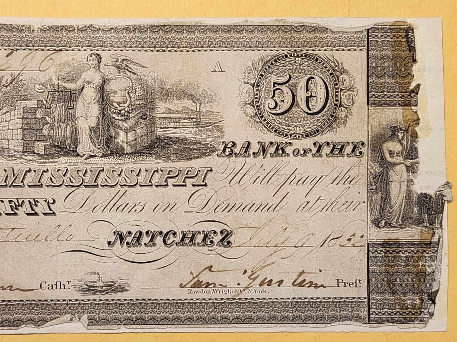 SCARCE! Series 1832 $50 Obsolete Note - 3